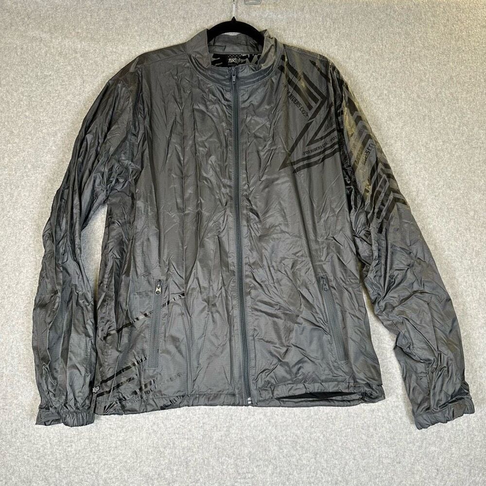 Fox Racing Fox Tech FX-2 Series Hooded Jacket Mens XL Full Zip Pocket Black Gray